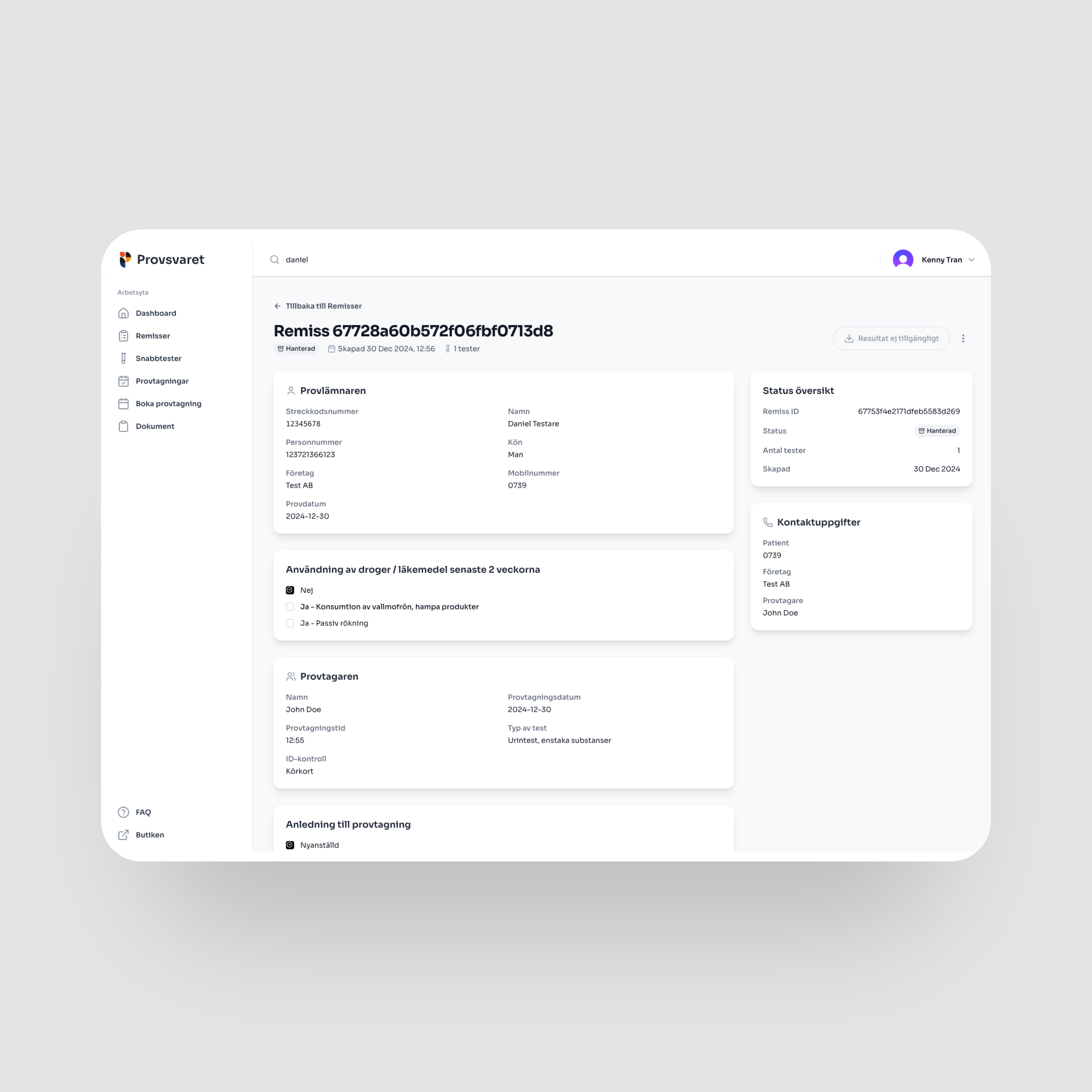 Referral details interface
